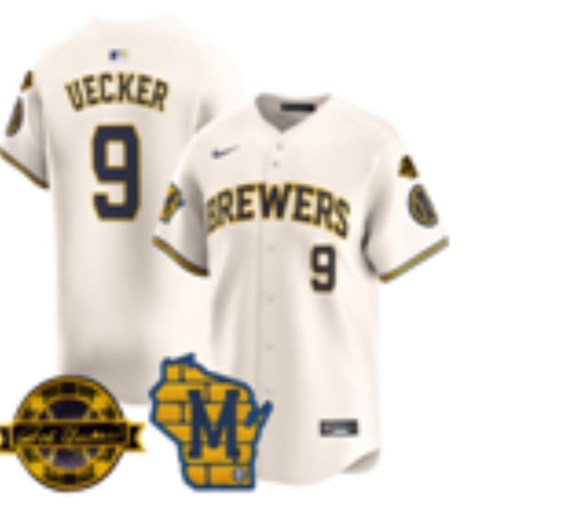 Men Nike Milwaukee Brewers #9 Uecker Cream MLB 2025 jersey 02